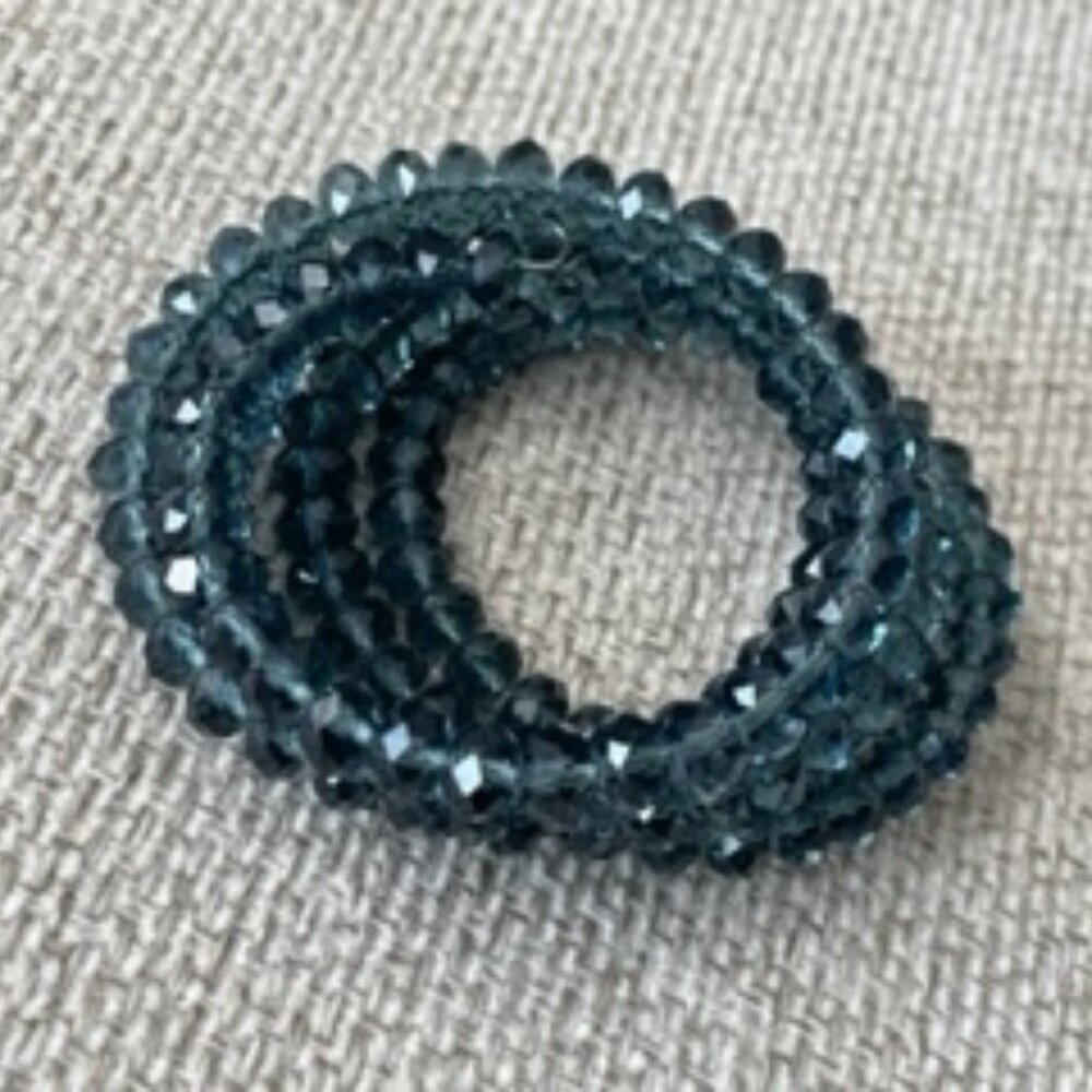 Wire coiled 5 strand bracelet-Charcoal colored beads